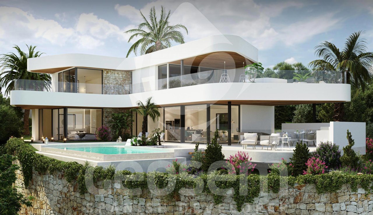 Diese Villa befindet sich in einer ruhigen Gegend von Cumbre del Sol, mit beeindruckendem Meerblick und in der Nähe des Supermarktes, der internationa