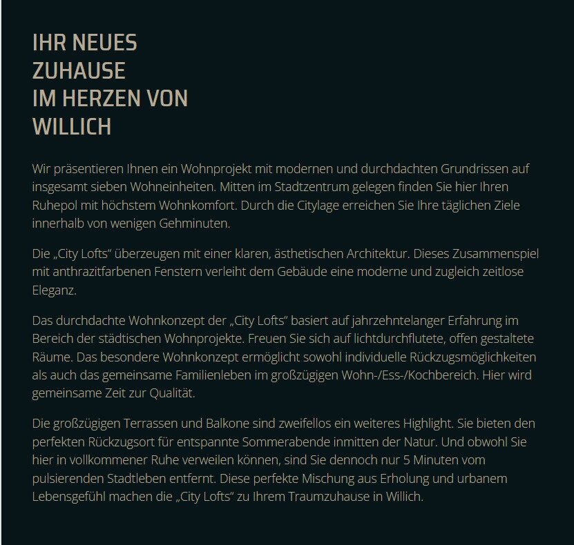Objektbeschreibung City Lofts Willich Objektbeschreibung City Lofts Willich