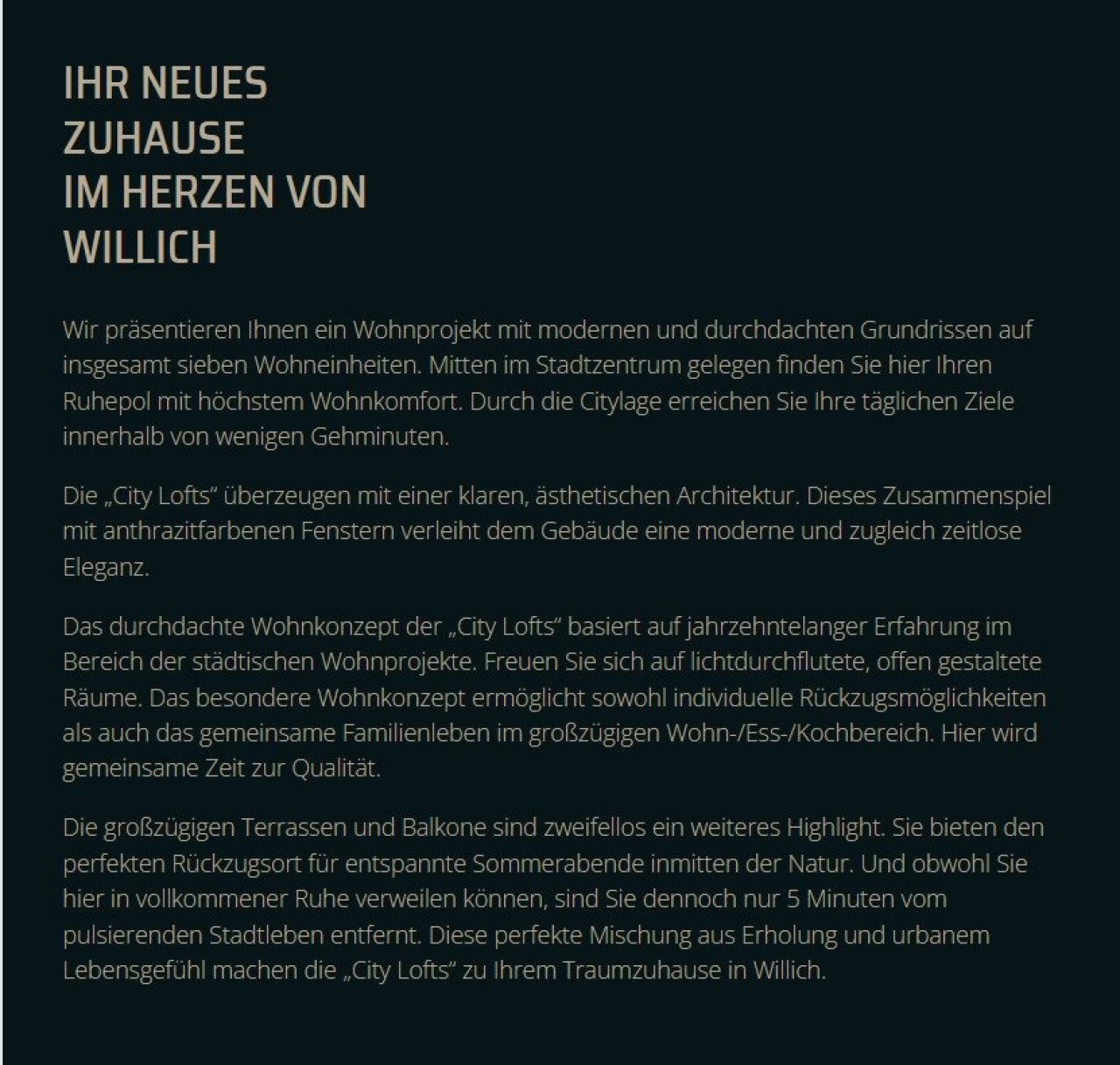 Objektbeschreibung City Lofts Willich Objektbeschreibung City Lofts Willich